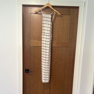 Lou & Grey Striped Midi Dress in White and Black